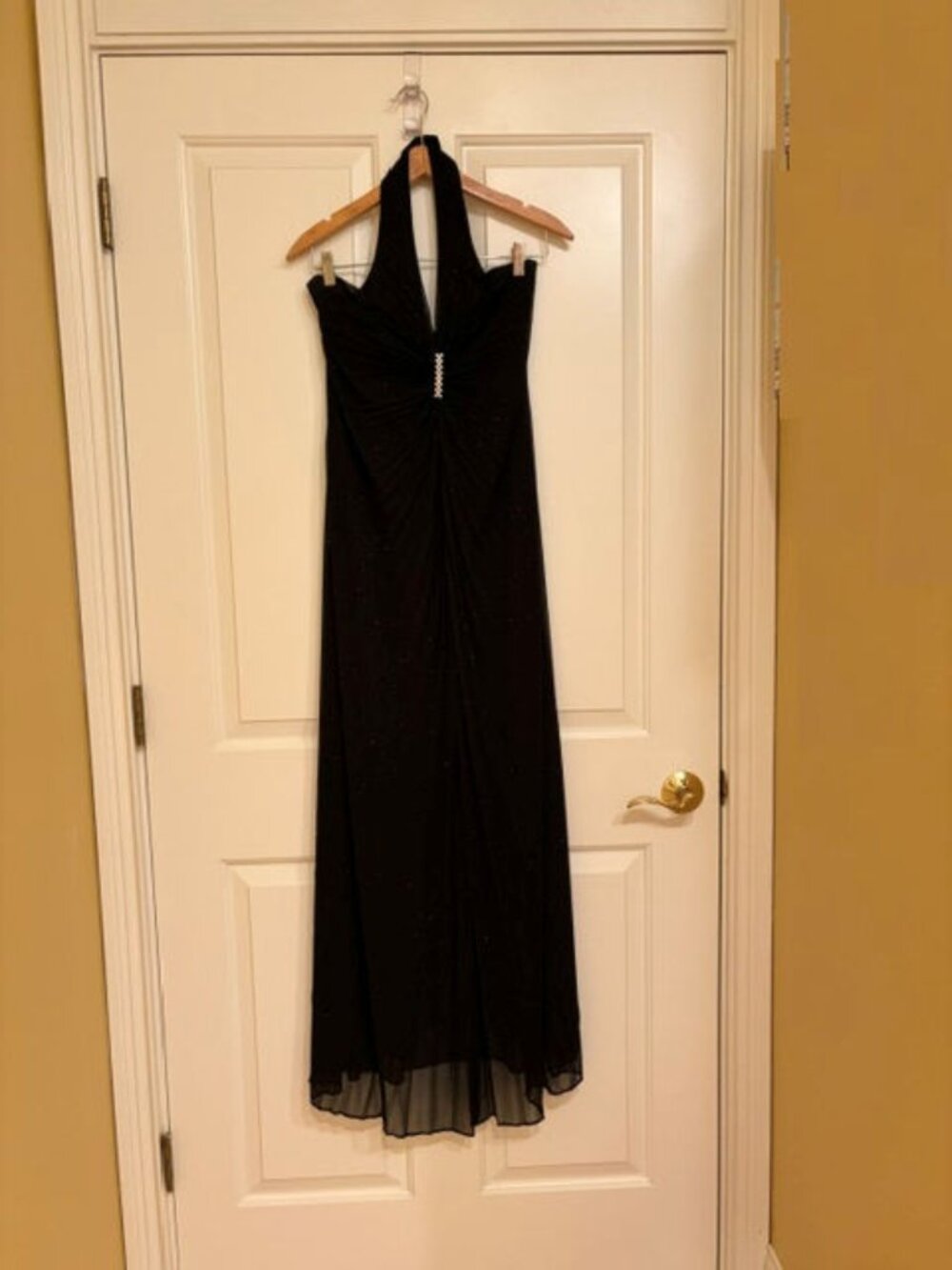 JUMP Apparel Black Halter Rhinestone Evening Gown